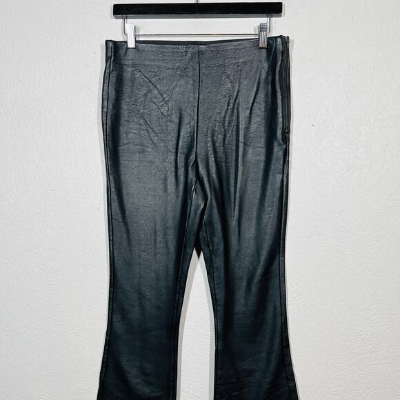 Topshop Faux Leather Pants Leggings Side Zip Black - 8 - Picture 2 of 4